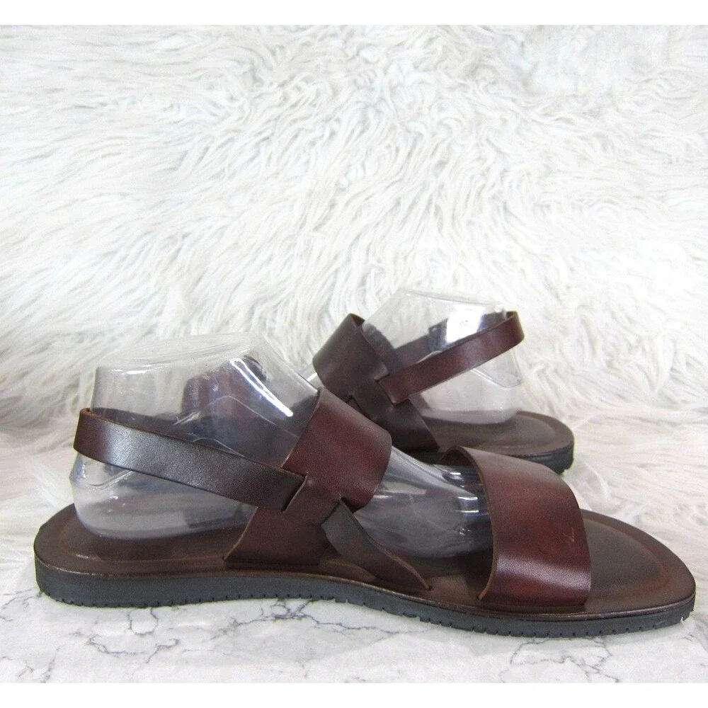 Mercanti Fiorentini Double Strap Leather Sandals Men's Size 11 M Brown Italy